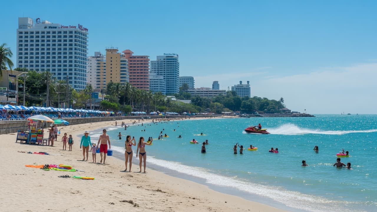 The calmer north end of Pattaya beach