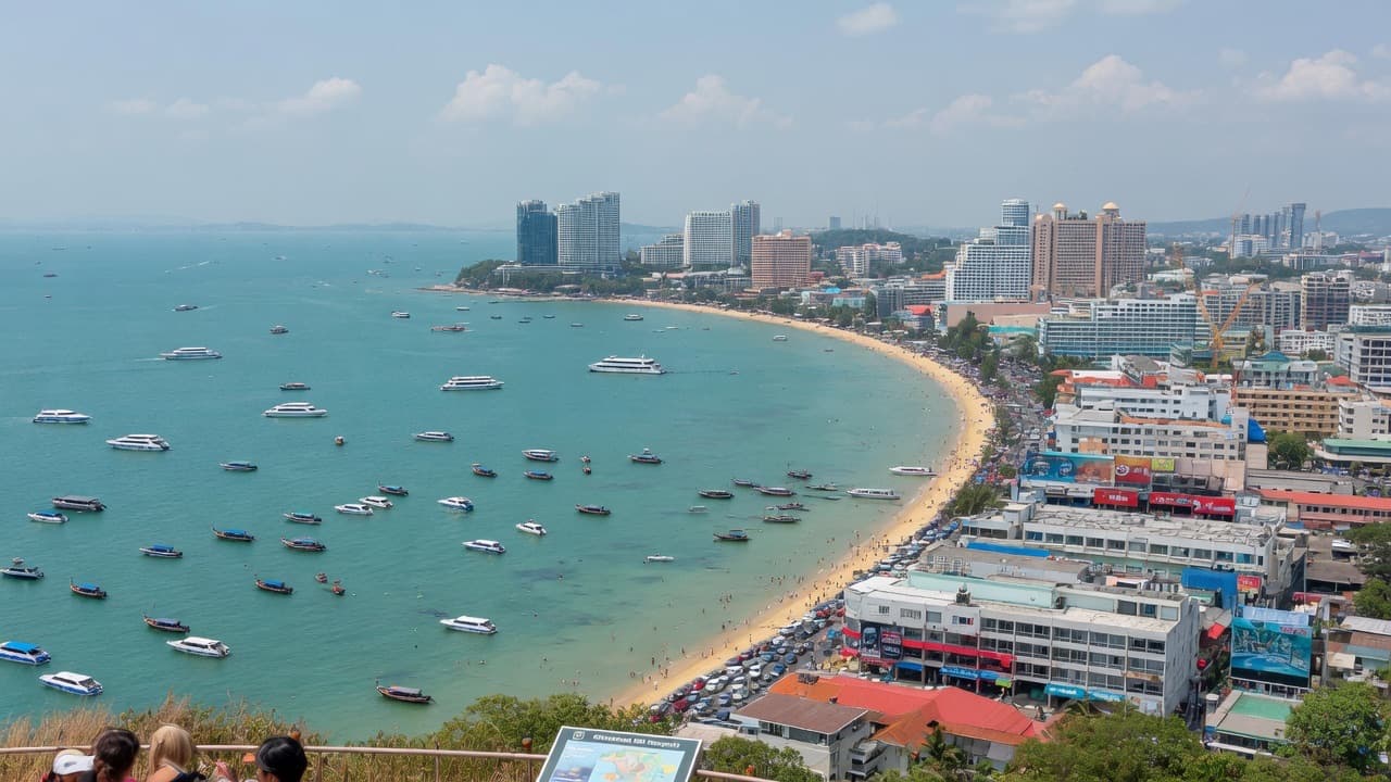 The view over Pattaya bay from Pratamnak Hill