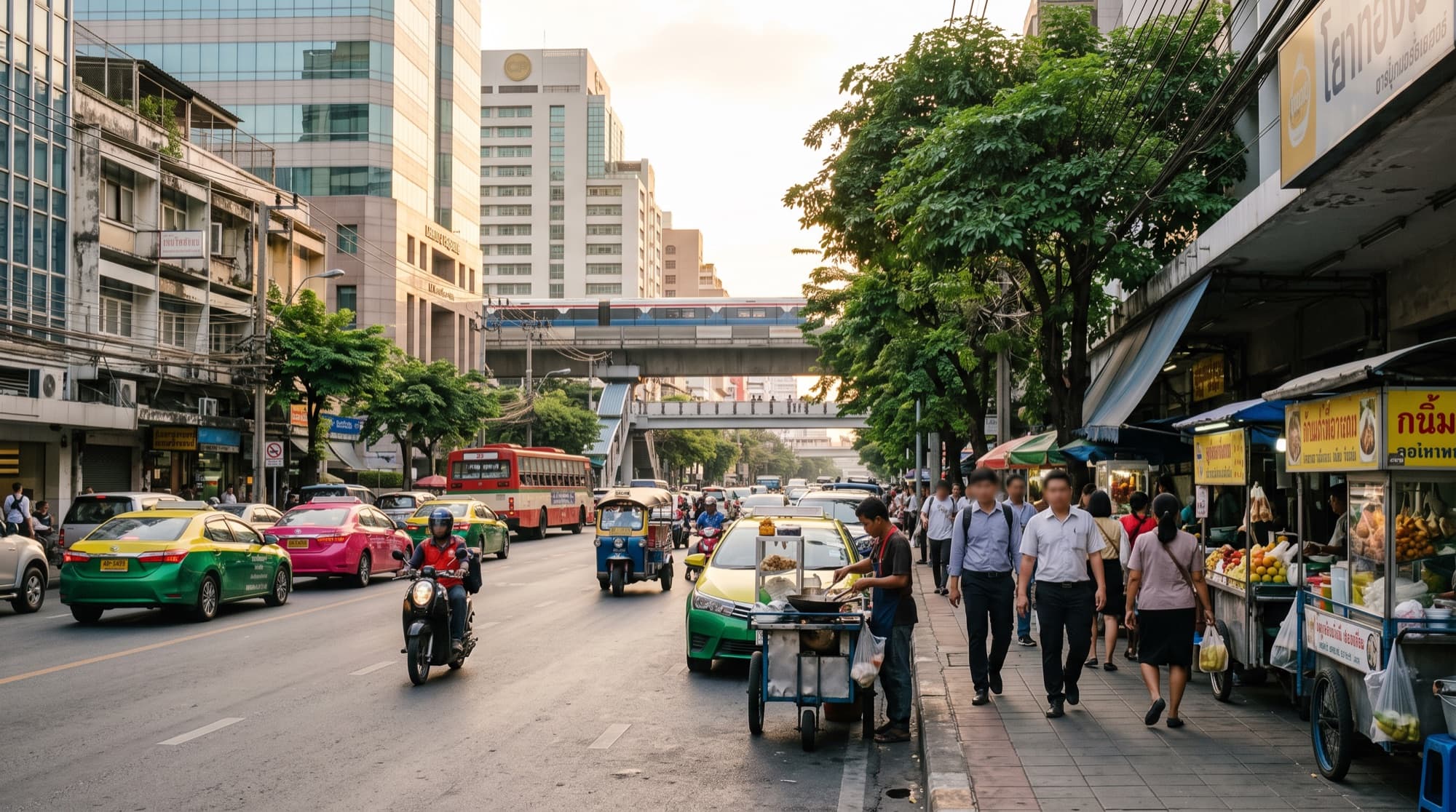 Silom Road in Bangkok, one of the main streets that closes to traffic during Songkran