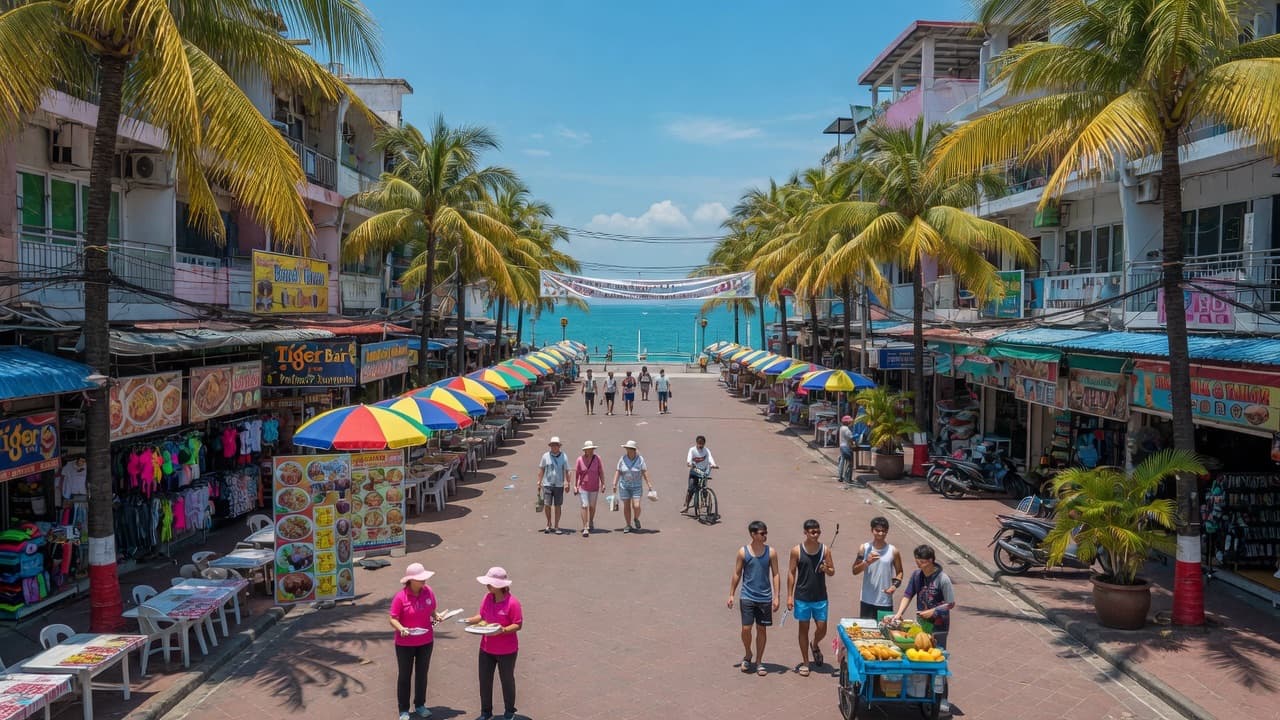 Walking Street in South Pattaya, looking toward the beach